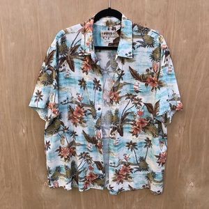 campia moda tropical short sleeve button down XL